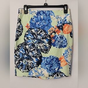 J. Crew Mint Floral Midi Pencil Skirt Size 2P